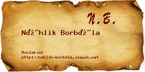 Náhlik Borbála névjegykártya